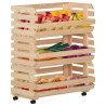 Carrito para verduras madera maciza de pino 77x30x80 cm 2
