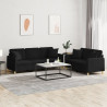 2 pcs conjunto de sofás com almofadas tecido preto 1