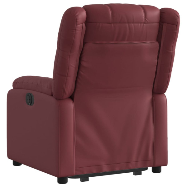 Sillón reclinable elevable cuero artificial rojo tinto M 4