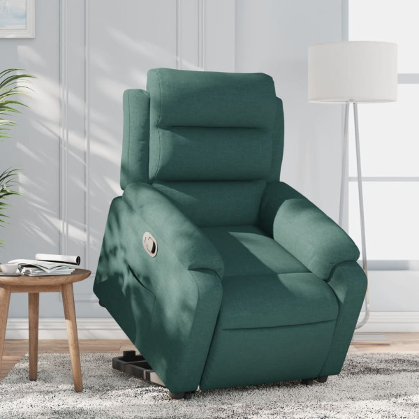 Sillón reclinable elevable tela verde oscuro D
