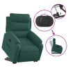 Sillón reclinable elevable tela verde oscuro 5