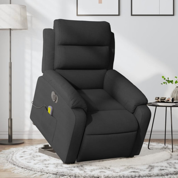 Sillón de masaje eléctrico reclinable elevable tela negro D