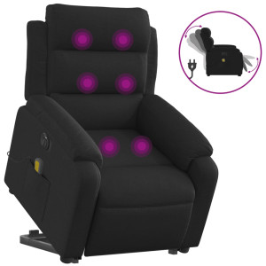 Sillón de masaje eléctrico reclinable elevable tela negro H