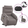 Sillón de masaje eléctrico reclinable elevable tela taupé 5
