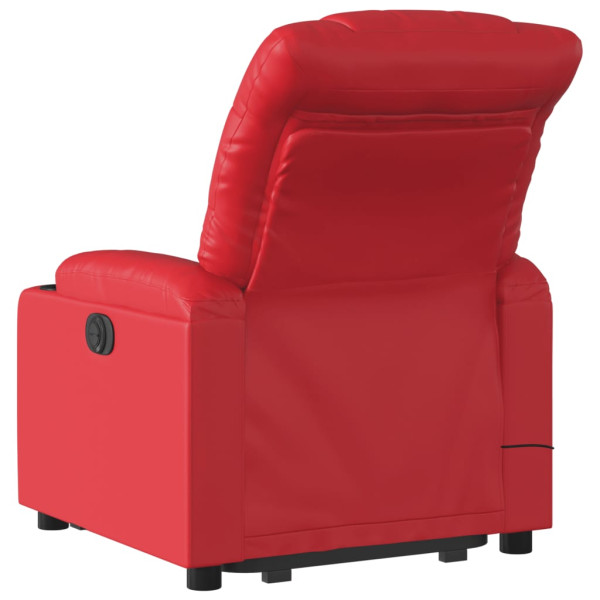 Poltrona massagens reclinável elevatória couro artif. vermelho M 4