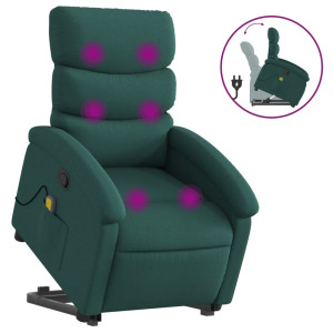 Silla de masaje reclinable de pie de tela verde oscura H