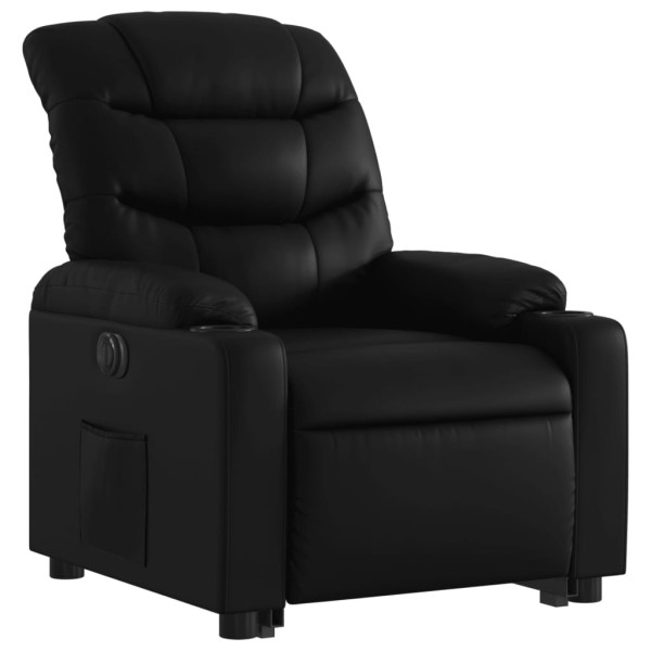 Sillón reclinable elevable eléctrico de cuero sintético negro M 3