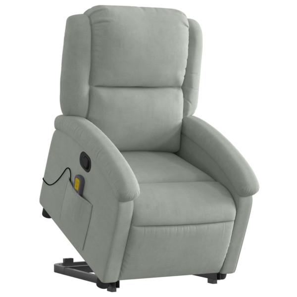 Sillón reclinable de masaje elevable terciopelo gris claro M 3