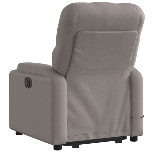 Sillón reclinable de masaje elevable tela gris taupé M 4