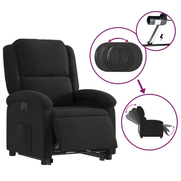 Sillón eléctrico reclinable elevable de tela negro M 5