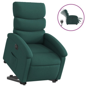 Sillón eléctrico reclinable elevable de tela verde oscuro H