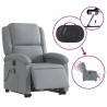 Sillón de masaje eléctrico reclinable elevable tela gris claro 5