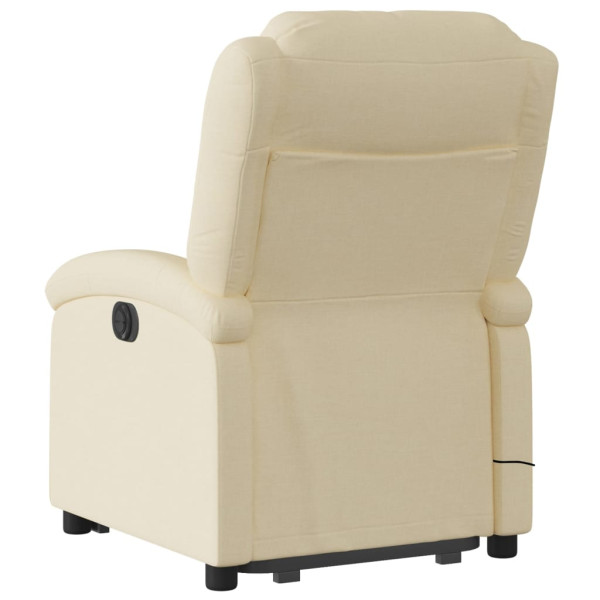 Sillón de masaje eléctrico reclinable elevable tela crema M 4