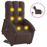 Sillón masaje eléctrico reclinable elevable tela marrón oscuro 2