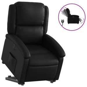 Sillón reclinable elevable eléctrico de cuero sintético negro H
