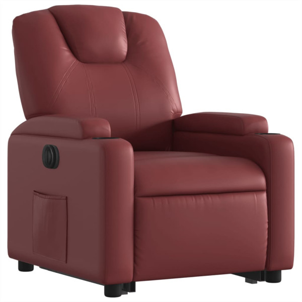 Sillón elevable eléctrico cuero artificial rojo tinto M 3