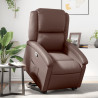 Sillón reclinable elevable cuero sintético marrón 1