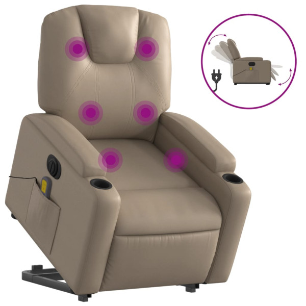 Sillón reclinable de masaje eléctrico cuero sintético capuchino M 2