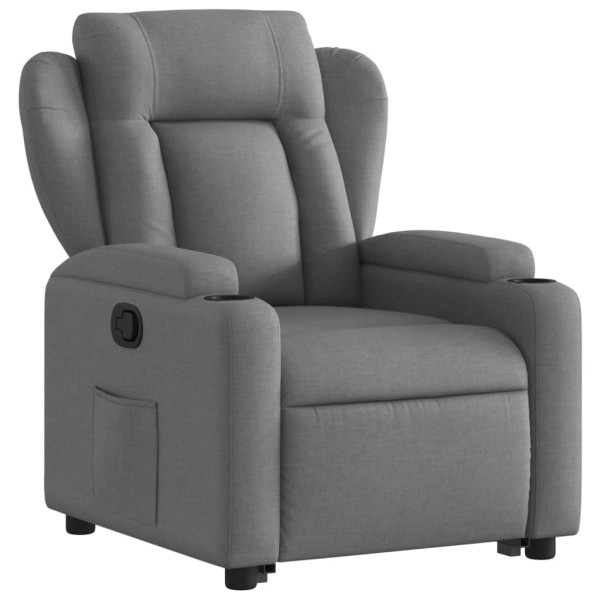 Sillón reclinable elevable de tela gris oscuro M 3