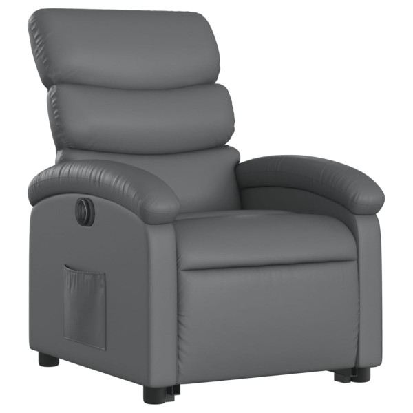 Sillón reclinable elevable eléctrico de cuero sintético gris M 3