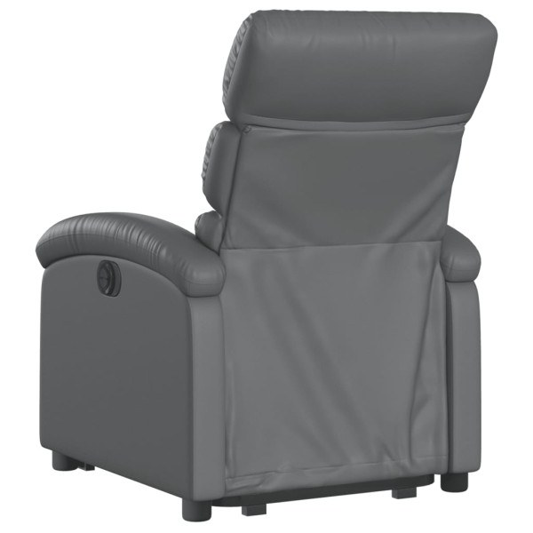 Sillón reclinable elevable eléctrico de cuero sintético gris M 4