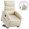 Sillón reclinable elevable cuero artificial color crema 2