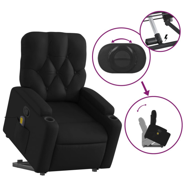 Sillón reclinable de masaje de pie cuero artificial negro M 5