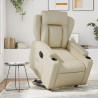 Sillón reclinable elevable eléctrico de cuero sintético crema 1