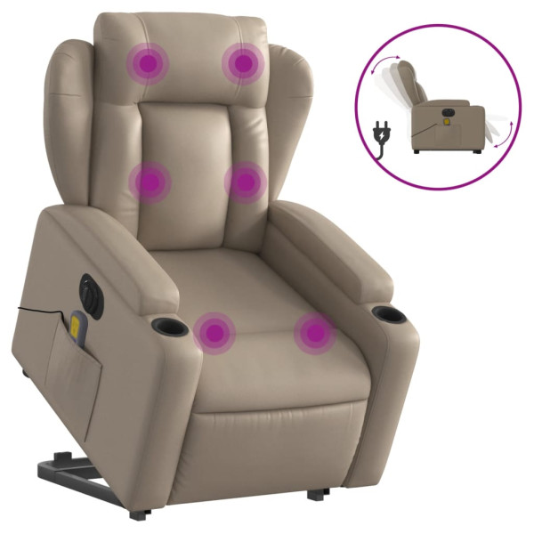 Sillón reclinable de masaje eléctrico cuero sintético capuchino M 2
