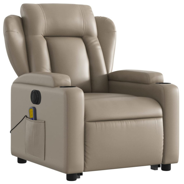 Sillón reclinable de masaje eléctrico cuero sintético capuchino M 3