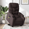 Sillón masaje eléctrico reclinable elevable tela marrón oscuro 1
