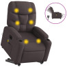 Sillón masaje eléctrico reclinable elevable tela marrón oscuro 2