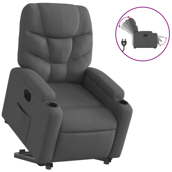 Sillón eléctrico reclinable elevable de tela gris oscuro M 2