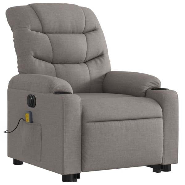 Sillón de masaje eléctrico reclinable elevable tela taupé M 3