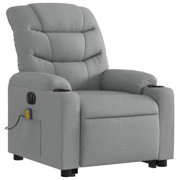 Sillón de masaje eléctrico reclinable elevable tela gris claro M 3