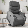 Sillón reclinable elevable cuero artificial gris 1