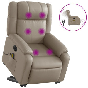 Sillón reclinable de masaje eléctrico cuero sintético capuchino H
