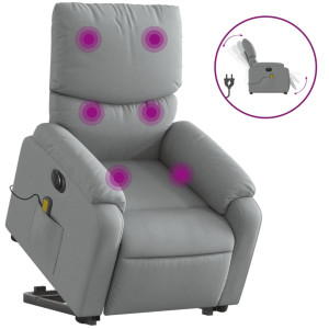 Sillón de masaje eléctrico reclinable elevable tela gris claro H