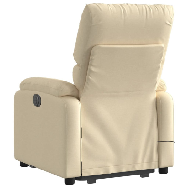 Sillón de masaje eléctrico reclinable elevable tela crema M 4