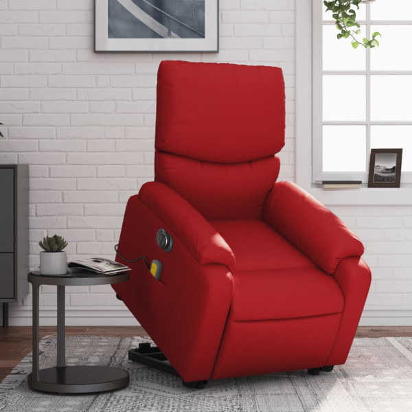 Sillón de masaje elevable eléctrico cuero artificial rojo D