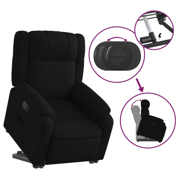 Sillón reclinable elevable tela negro M 5