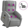Sillón de masaje eléctrico reclinable elevable tela gris claro 2