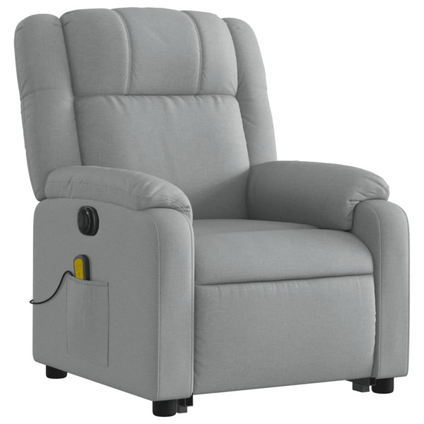 Sillón de masaje eléctrico reclinable elevable tela gris claro M 3