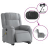 Sillón de masaje eléctrico reclinable elevable tela gris claro 5