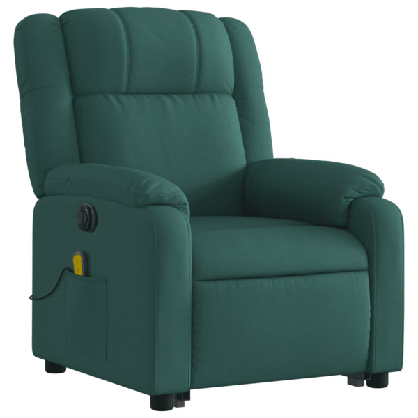 Sillón masaje eléctrico reclinable elevable tela verde oscuro M 3