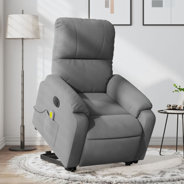 Sillón masaje eléctrico reclinable elevable tela gris oscuro D