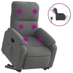 Sillón masaje eléctrico reclinable elevable tela gris oscuro H