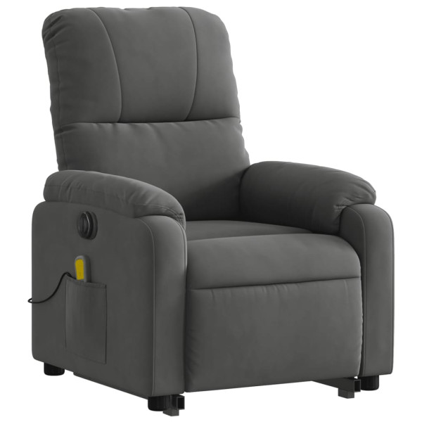 Sillón masaje eléctrico reclinable elevable tela gris oscuro M 3