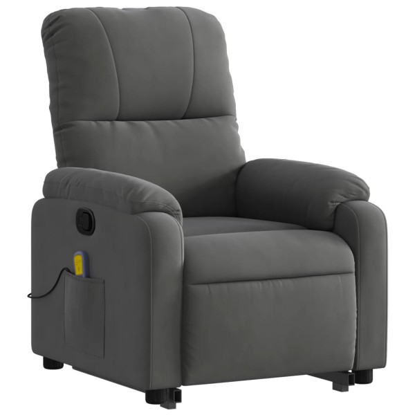 Sillón reclinable masaje elevable tela microfibra gris oscuro M 3