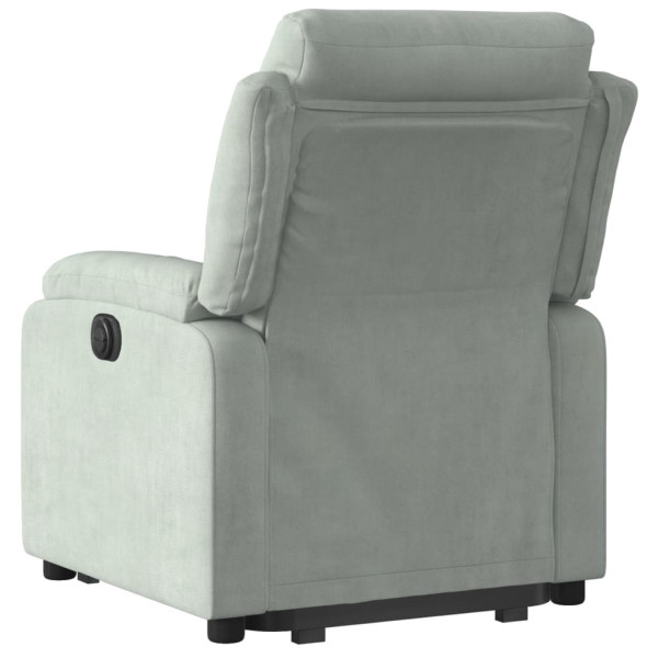 Sillón eléctrico reclinable elevable de terciopelo gris claro M 4